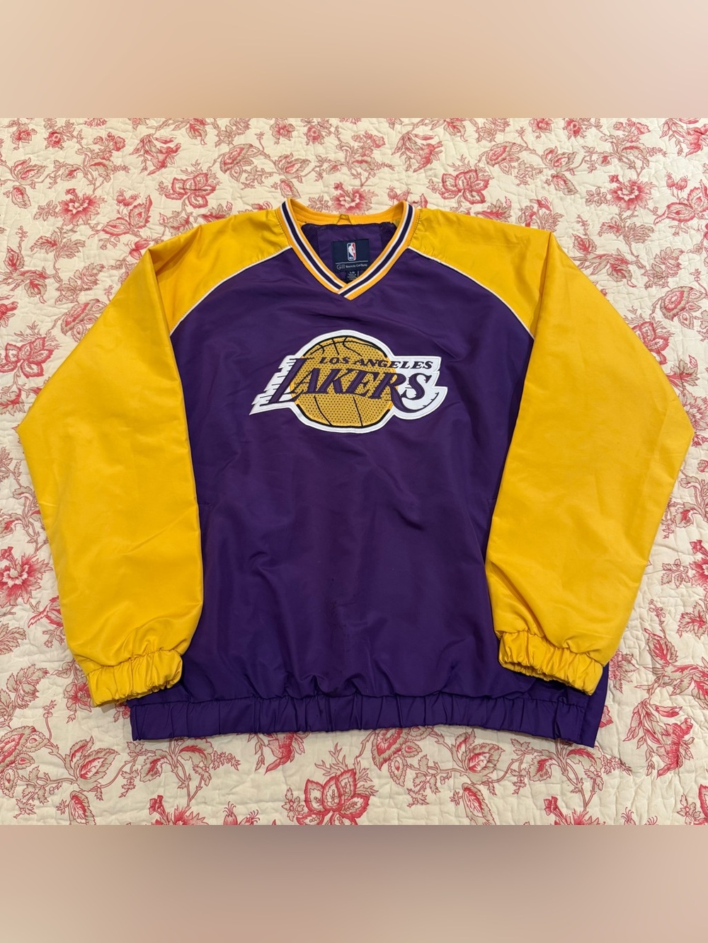 y2k 2000s Los Angeles Lakers NBA Purple & Gold V-Neck Embroidered Crewneck